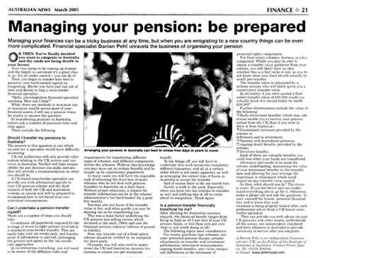 Australian News article March 2005